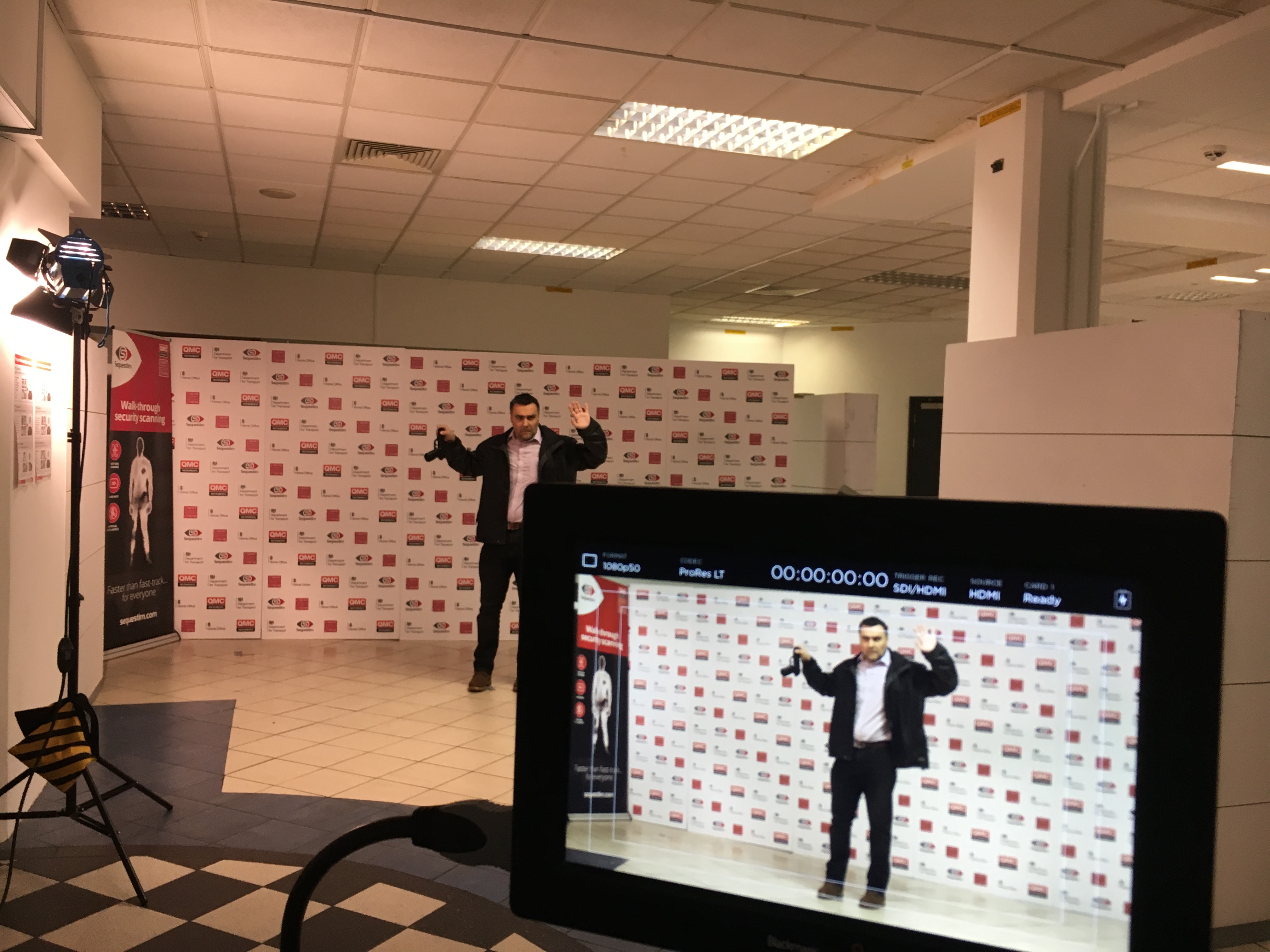 filming a person on a stage 